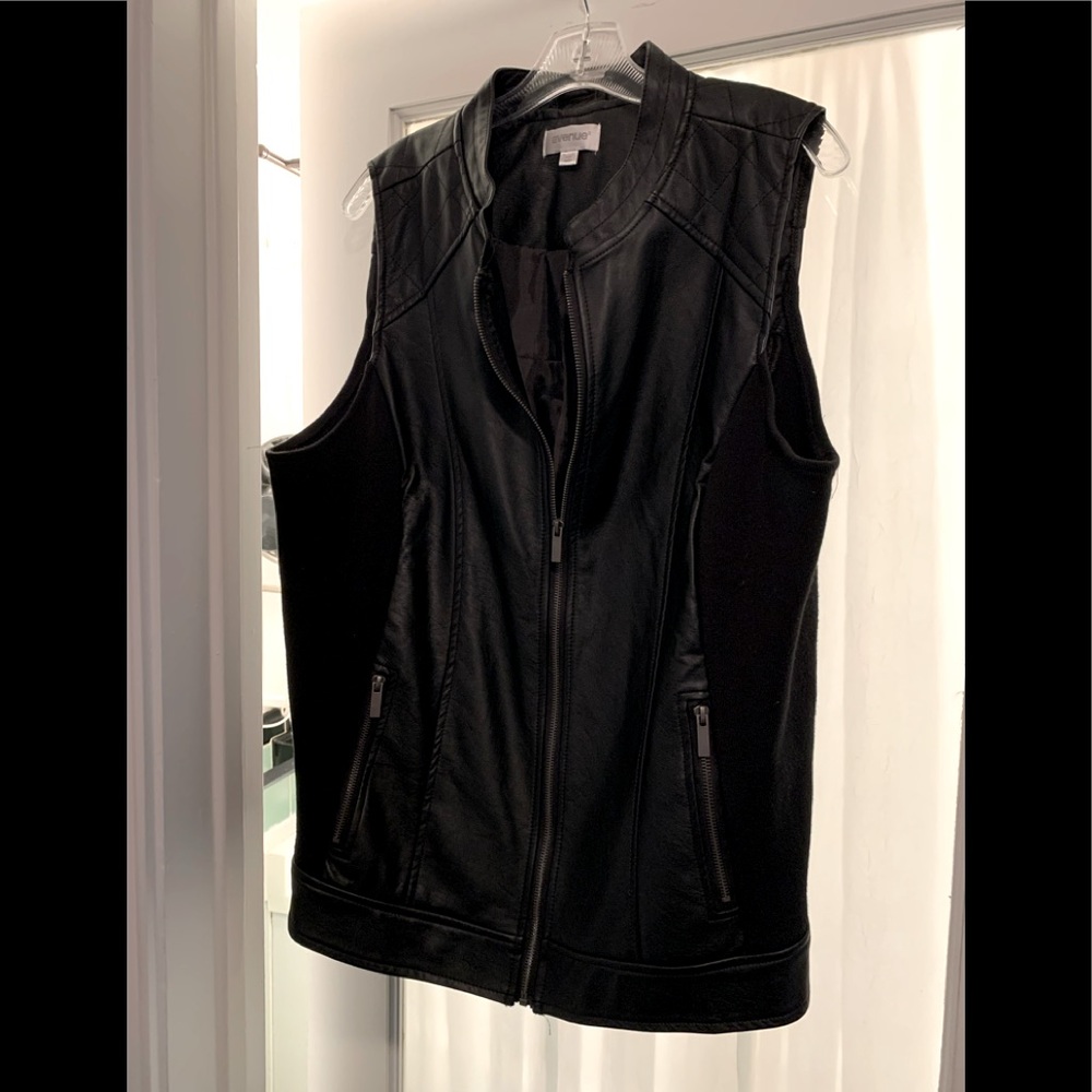 Avenue Faux Leather Moto Vest, Black Size 18/20